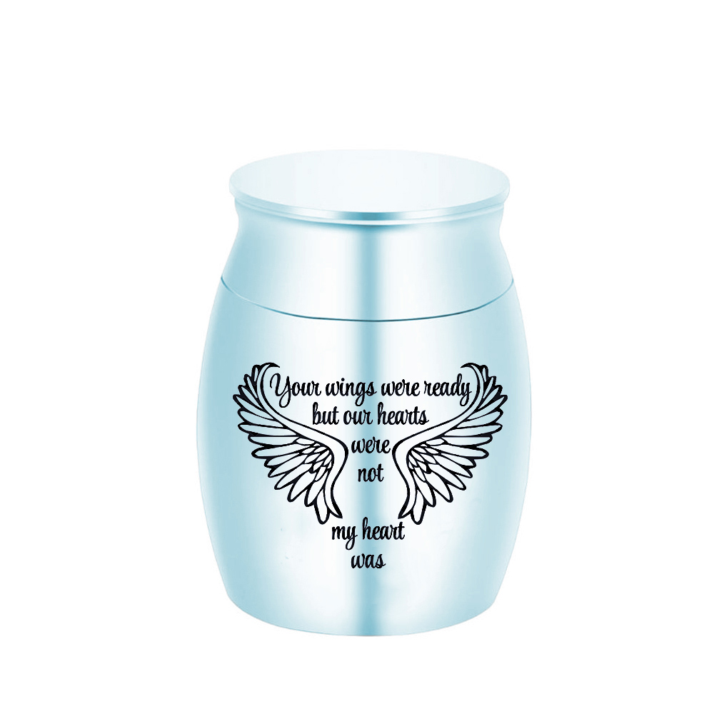

30x40mm Angel Wings Cremation Urn for Ashes Pendant Memorial Funeral Pet Human Jar to Commemorate the Beloved - Your wings were ready