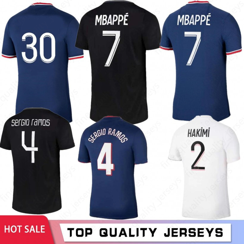 

MBAPPE HAKIMI #30 Soccer Jerseys Home Away SERGIO RAMOS 21 22 Maillots de football 2021 2022 MARQUINHOS VERRATTI pSGS Men + Kids Kit Shirt Uniforms maillot foot third 3rd, Men balii