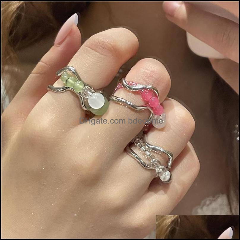 

Charm Bracelets Minar Sweet Cool Mticolor Beads Stone Chunky Rings For Women Hollow Twisted Irregar Geometric Crystal Adju Bdedome Dhv6G