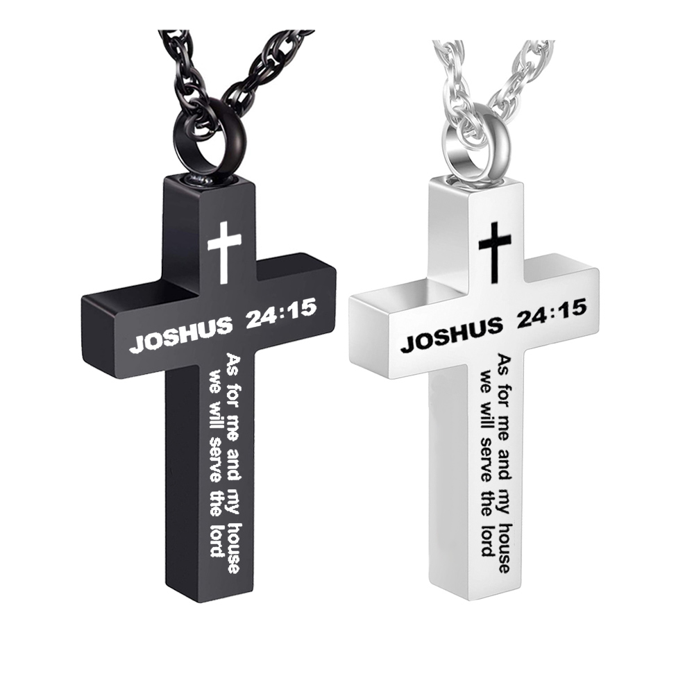

Customize Engraving Text Cross Pendant Necklace Cremation Urn for Ashes Memorial Pet Human Keepsake Jewelry Gift to Men Women