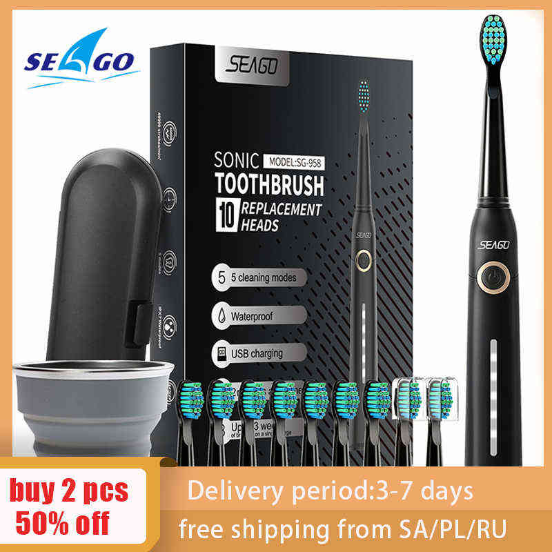

Toothbrush Seago Adults Electric Toothbrush Usb Rechargeable Waterproof Ipx7 with Travel Case More 8 Pieces Brush Heads Replacement 0511