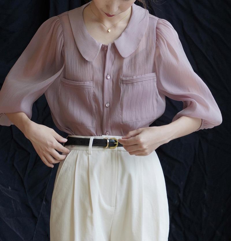 

Women's Blouses & Shirts Spring Summer Doll Collar Sunscreen Shirt Women Long Sleeve Thin French Blouse Camisas MujerWomen's, White