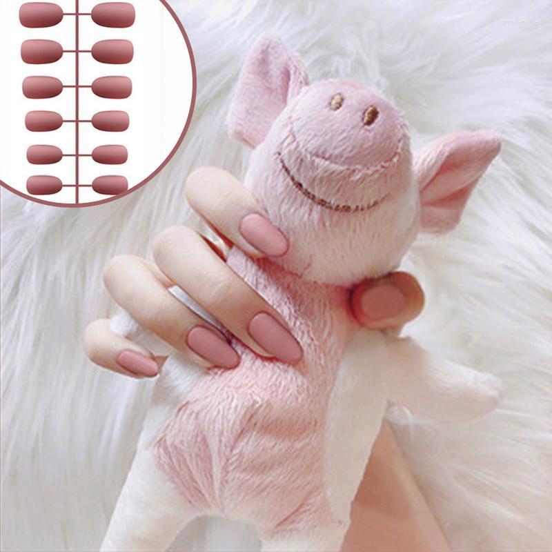 

False Nails 24pcs Matte Nail Tips Short Round Full Cover Acrylic Fake Tip DIY Beauty Manicure Tools Fingernails Accessories Prud22, Jelly glue