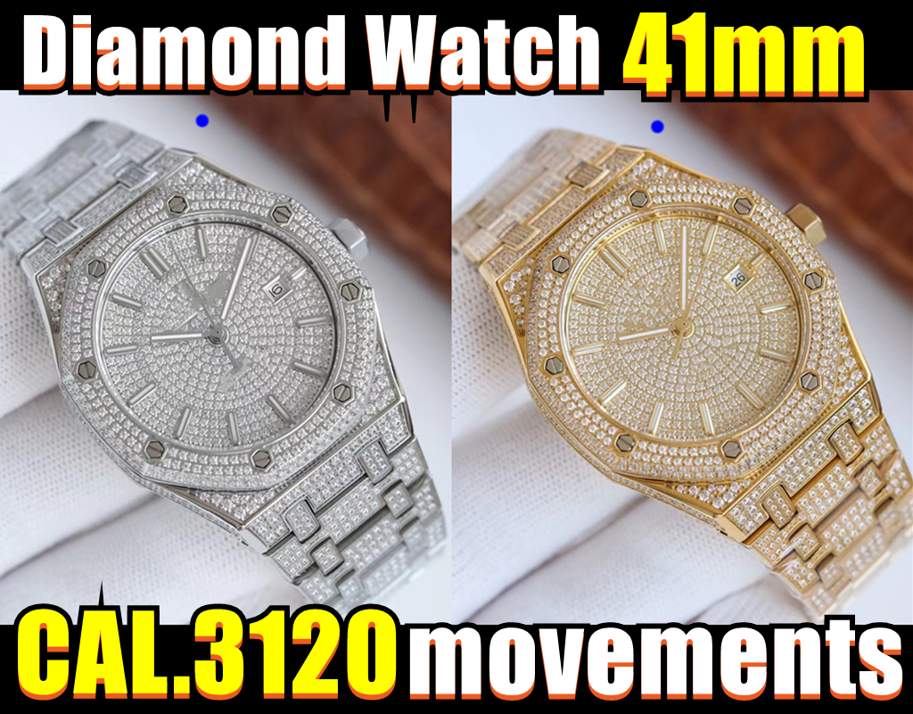 

Top Moissanite diamond Watch Mens watches CAL.3120 Mechanical movements wristwatch 41-11mm Waterproof Luminous effect C2, Box