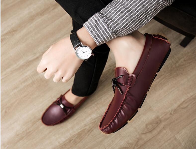 

Genuine Leather Loafers Men Driving Shoes Luxury Brand Comfortable Non-slip Casual Men's Shoes British Style Classic Moccasins, 02
