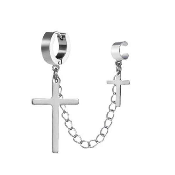 

Fashion Ladies Mens Cross Clip Earrings Vintage Chain Metal Earrings A72