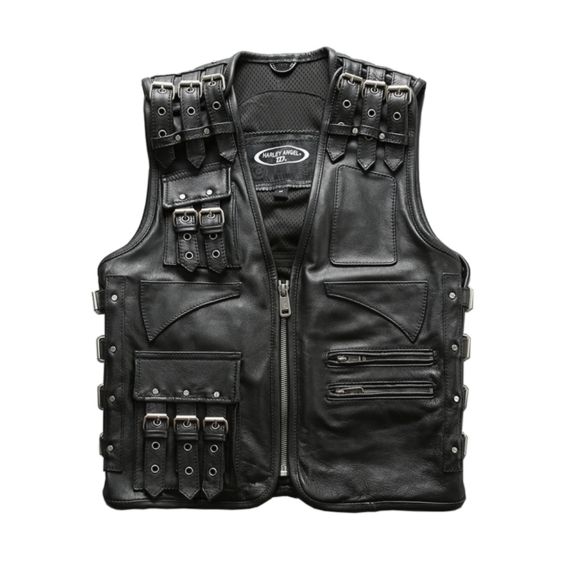

Read Description HA-97105 Asian Size Super Quality Cow Skin Adjustable Men' Cowhide Leather Stylish Rider Vest 201128, Beige