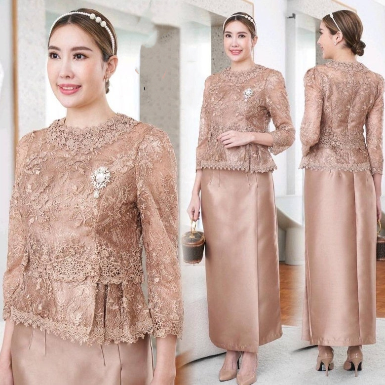 

Elegant Straight Mother Of The Bride Dresses Jewel Neck Lace Ankle Length Guest Wedding Party Gowns 3/4 Long Sleeve Sheath Evening Dress