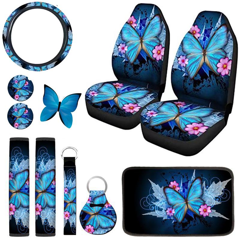 

Car Seat Covers General Motors Cover Oversized Blue Butterfly Color Matching Interior Decoration Fashion ProtectorCar