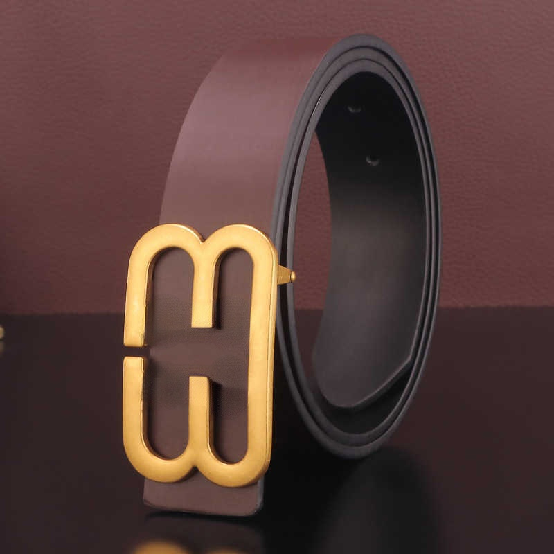 

2022 Famous brand Letter B belt men's leather fashion youth versatile 3.8cm smooth casual personality guy trouser Classic luxury Designer TopSelling wholesale, Black