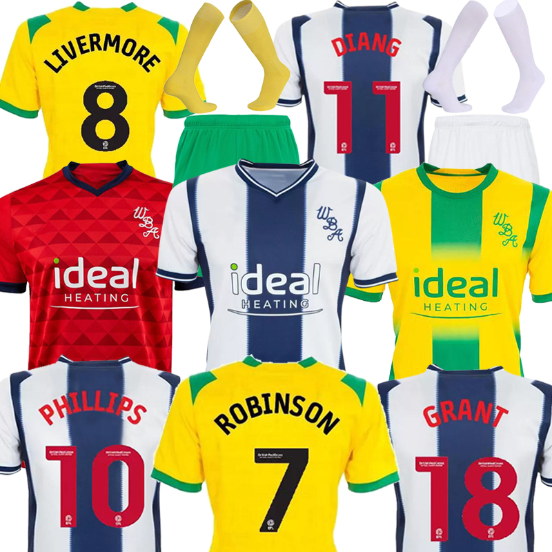 

22/23 WEST Bromwich Soccer Jerseys LIVERMORE DIANG BRUNT Albion football shirt 2022 2023 Home Robinson GRANT Mowatt PHILLIPS Men Kids Kits sock Full sets uniforms, 22-23 third