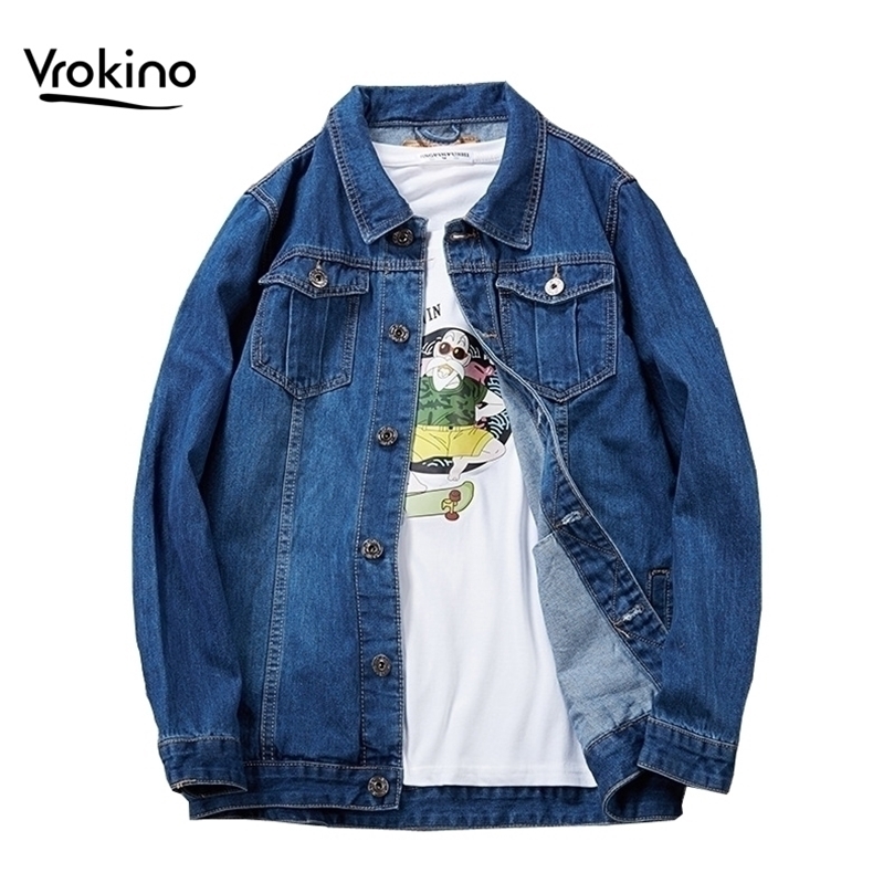 

7XL 8XL Autumn and Winter Style Men's Large Size Denim Jacket Casual Gold Style Personality Fashion Denim Shirt Male 201128, 7023