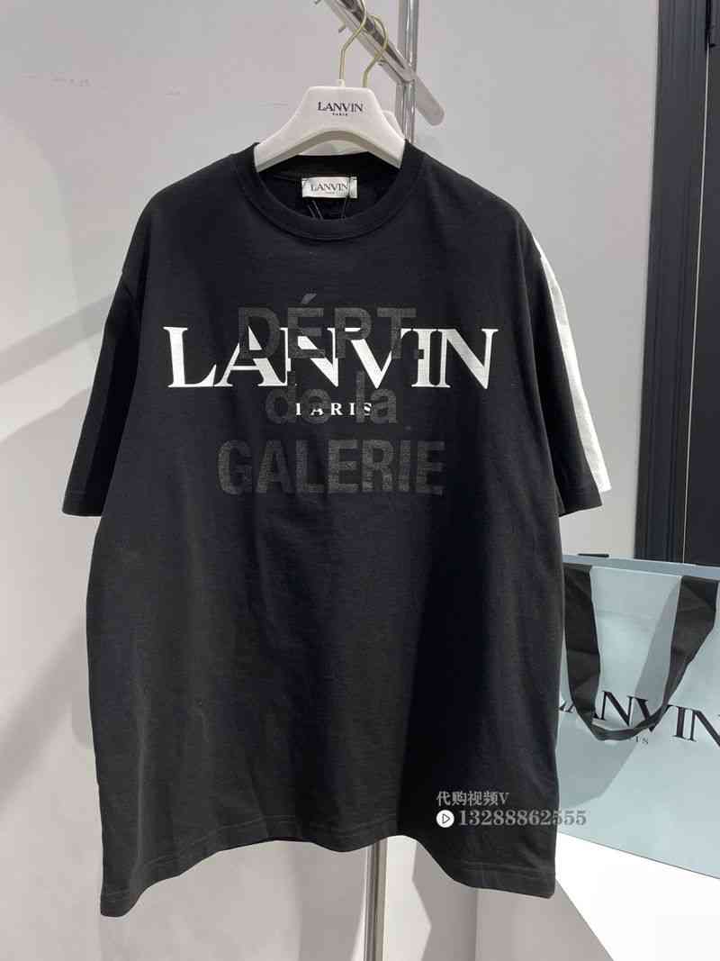 

Designer Gallerydepts Shirt Genuine Agent Purchase Lanvin/ Langfan Co Printed Loose Short Sleeve T-shirt for Men and Women, Black