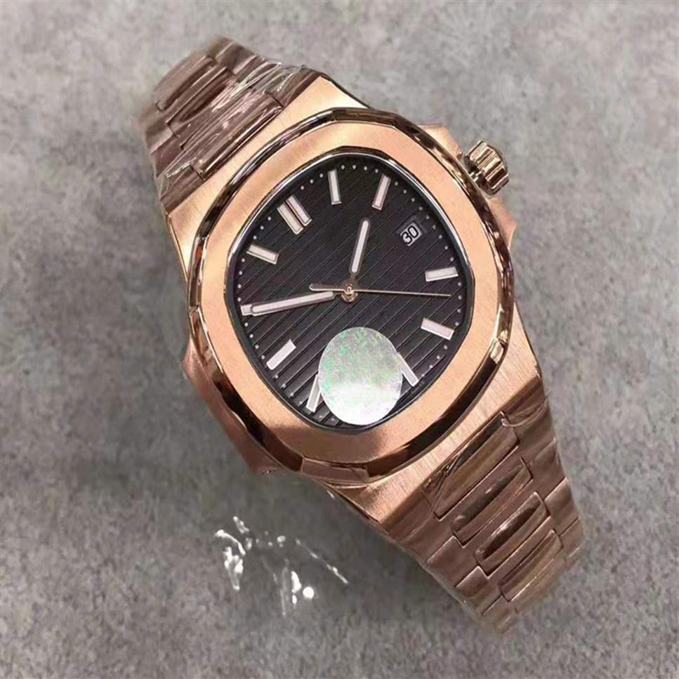 U1 Top Quality Luxury 18K Gold Men Watch Nautile 5711 Automatic Movement Black 40mm Sapphire Dial 316 Stainless Steel Band Transpa287B