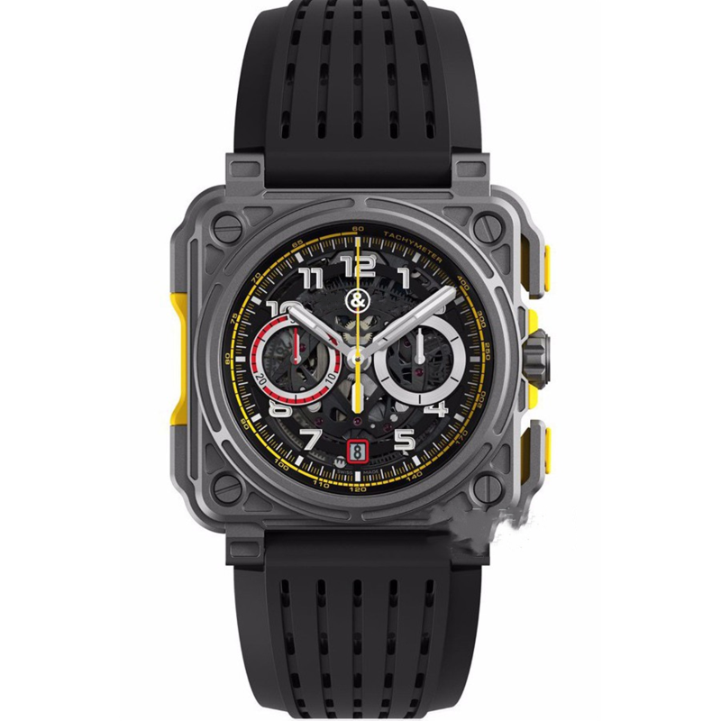 

Wristwatches BR Model Sport Rubber Watchband Quartz Bell Luxury Multifunction Watch Business Stainless Steel Man Ross Wristwatch