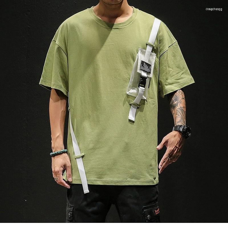 

Men's T-Shirts Patch Pockets Round Neck T-shirt Fashion Cotton Casual Large Size -5XL, Black
