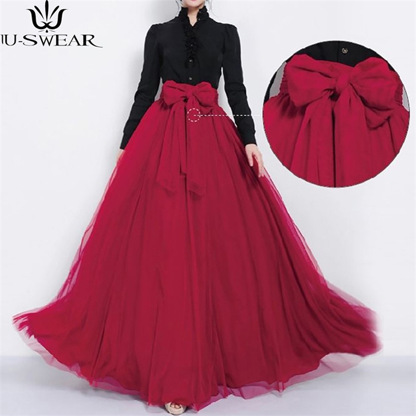 BBSET Maxi Longue Jupe En Maille Automne Femmes Tulle Jupes De Mariage Demoiselle D'honneur Tutu Jupe Robe De Bal Faldas Largas Jupe Longue Femme