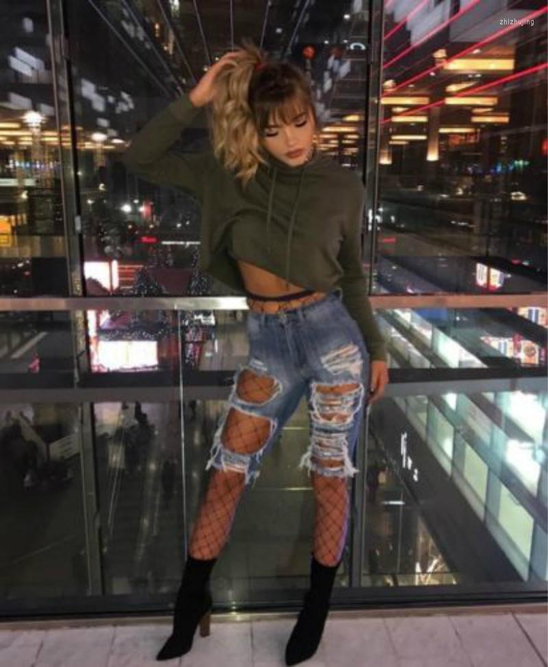 

Women' Jeans Arrival Women Hole Destroyed Ripped Distressed Slim Denim Pants Blue Color Pierced TrousersWomen