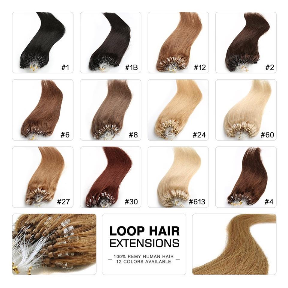 

Micro Loop Remy Hair Extensions 18" 20" 22" 24" Indian Virgin Hair Straight Keratin Hair 100g lot 1g strand 13321H