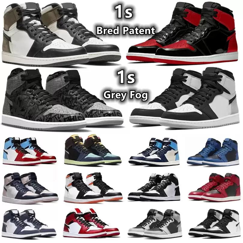 

1 1s mens Basketball Shoes Sneakers Grey Fog Yellow Toe Rebellionaire Bred Patent Dark Mocha Marina Blue Bubble Gum Obsidian Shadow men women trainers Sports Sneaker, Color#3