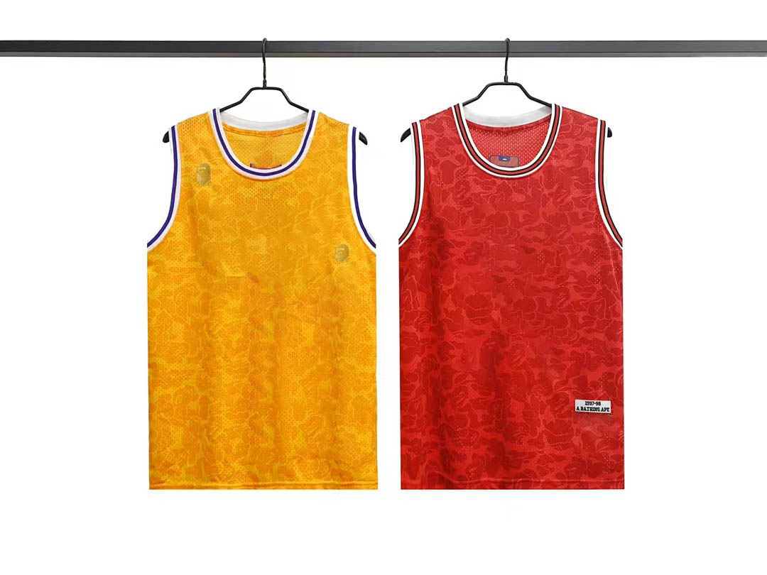 

Ape century Men's and wo men's T-shirts heavy industry embroidery logo Lakers blue vest, Yellow