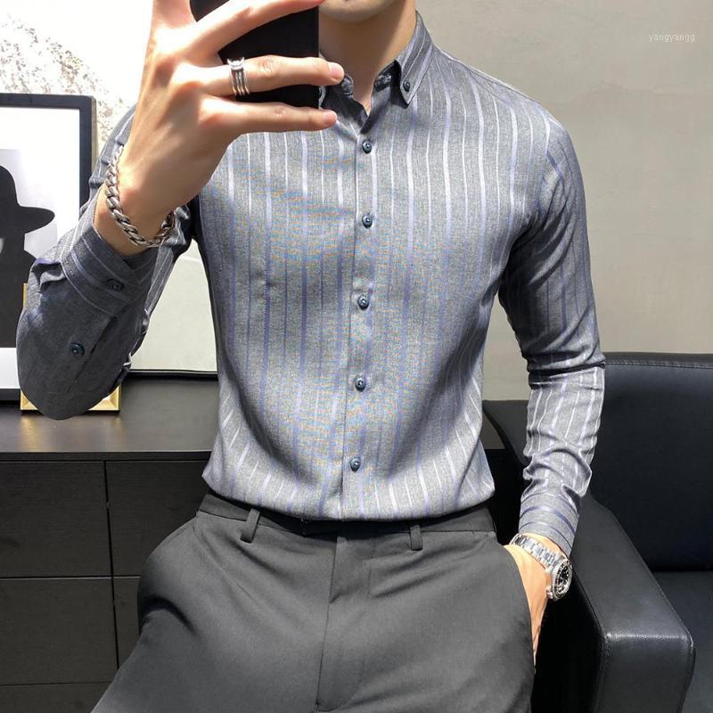 

Men's Casual Shirts Year 2022 Long Sleeve Evening Dress Shirt Business Black Suit 3XL-M, Gray