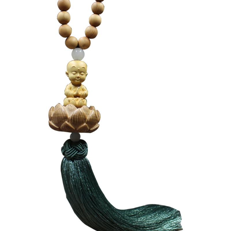 Décorations d'intérieur Figure Buis Sculpture Auto Bouddha Statue Rétroviseur De Voiture Pendentif Guanyin Sculpture Accessoires Suspendus Traile