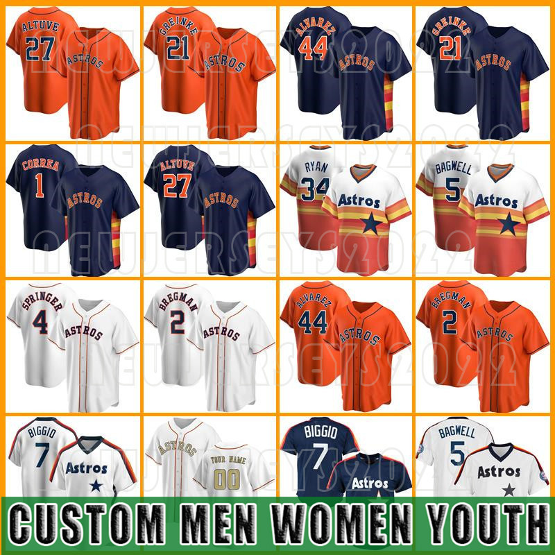 

Jersey 2 Alex Bregman Jersey Astros Custom 27 Jose Altuve Baseball 7 Craig Biggio 5 Jeff Bagwell 4 George Springer Mens Zack Greinke Carlos Correa, Custom new cool base(taikongren)