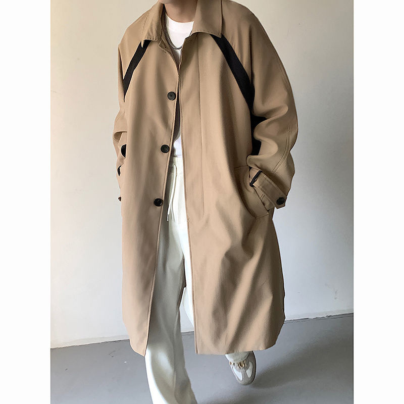 

Men's Trench Coats Men's British Style Business Jackets Retro Classic Long Coats Cotton Lapel Collar Loose Windbreaker Vintage Trench Thick 220826, Khaki