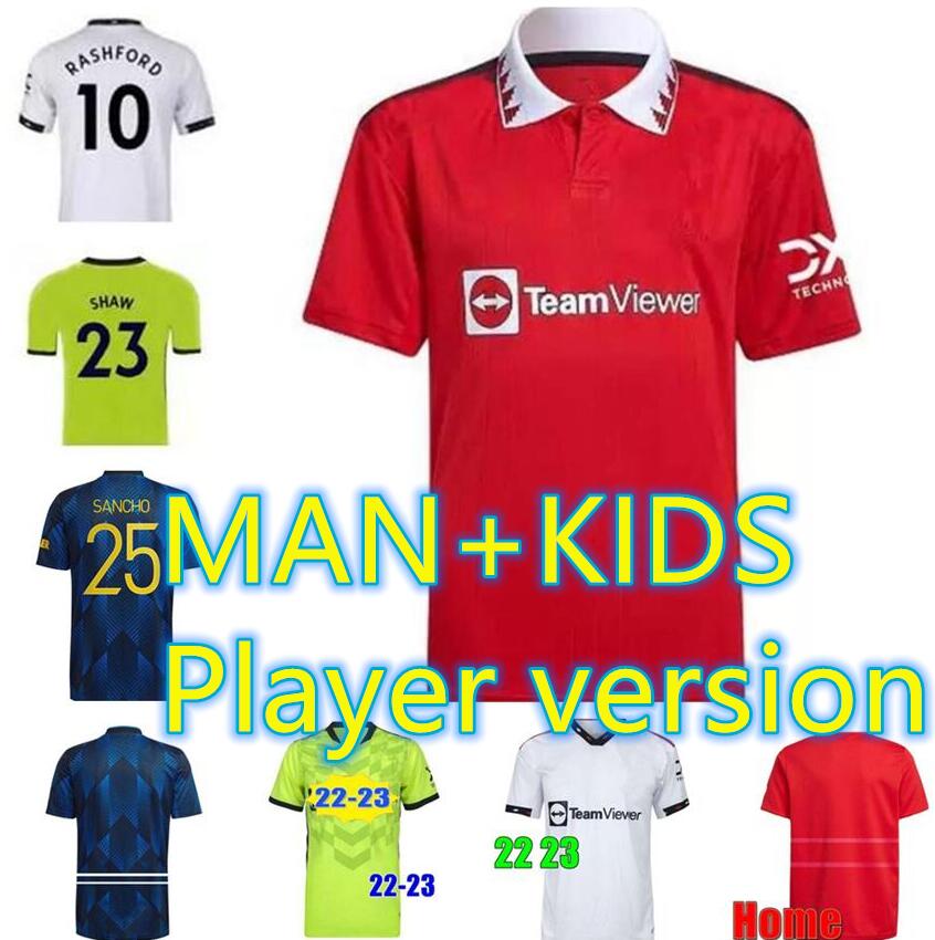 

man kids kit 2022 2023 SANCHO B. FERNANDES CAVANI soccer jerseys SHAW R.VARANE MAN UTD RASHFORD POGBA GREENWOOD LINGARD 22 23 fourth football shirts fans Player version, 17