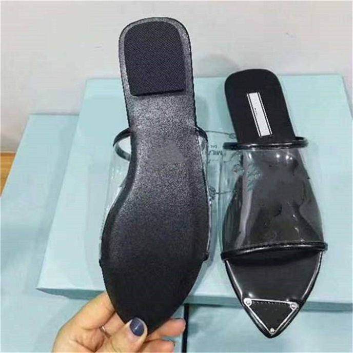 

Luxury Designer Women Slippers Transparent PVC Sandals Womens letter Printed Summer slipper Slides lady Flip Flops Flat Beach Shoe, Black
