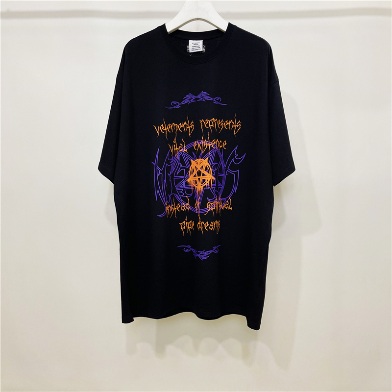 

Black T shirt Men Women 1 High Quality Purple Orange Graphic Tee Embroidered Tops