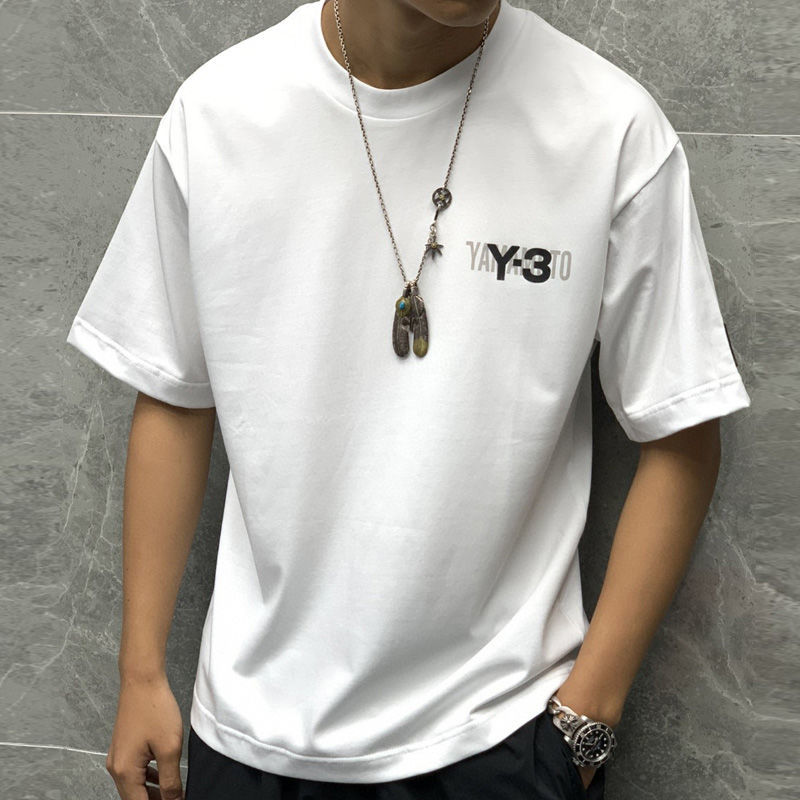 

Cotton STREET AREA y3 Short-sleeved T-shirt Men' Summer Letter Printing Casual Round Neck Sports Loose T shirt, Black