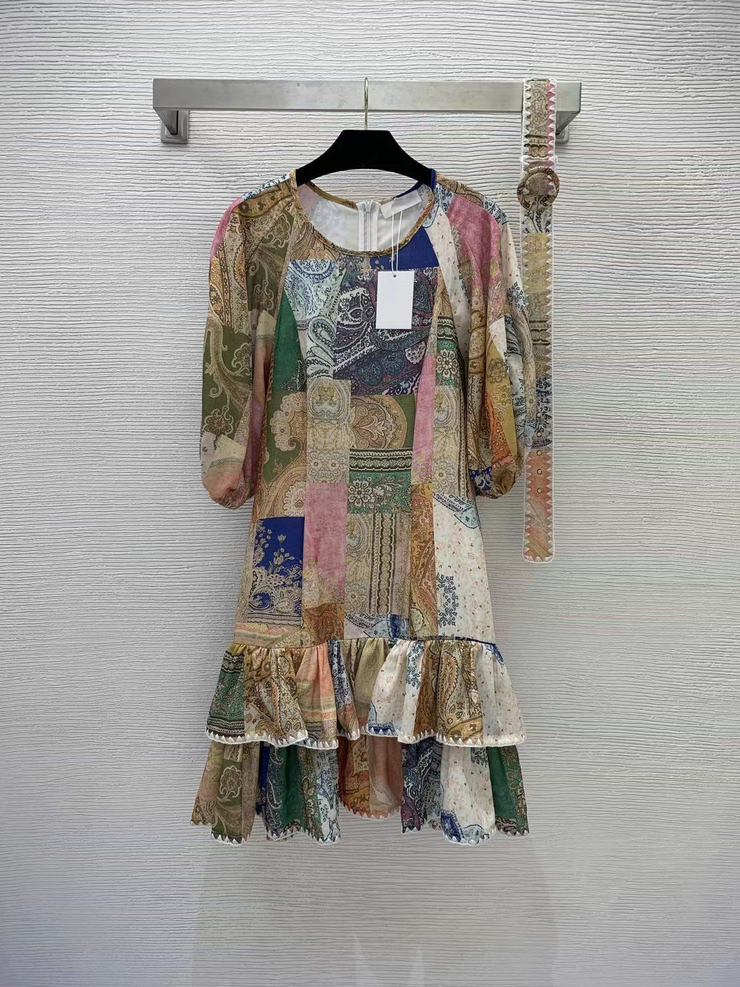 

Brand Same Style Dress 2022 Summer Autumn O Neck Short Sleeve Print Fashion Milan Runway Designer Dresses Women' 0606-8, Picture color