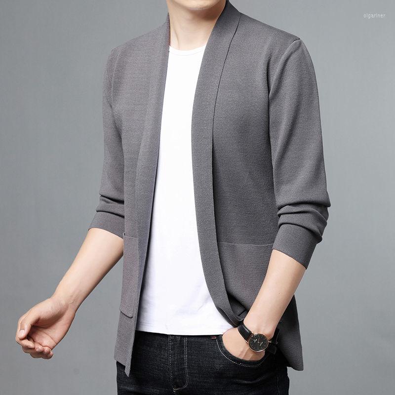 

Men's Sweaters Cardigan Men Spring Autumn Male Casual Knitting Jacket Solid Color Long Sweater Coats L30Men's Olga22, Black