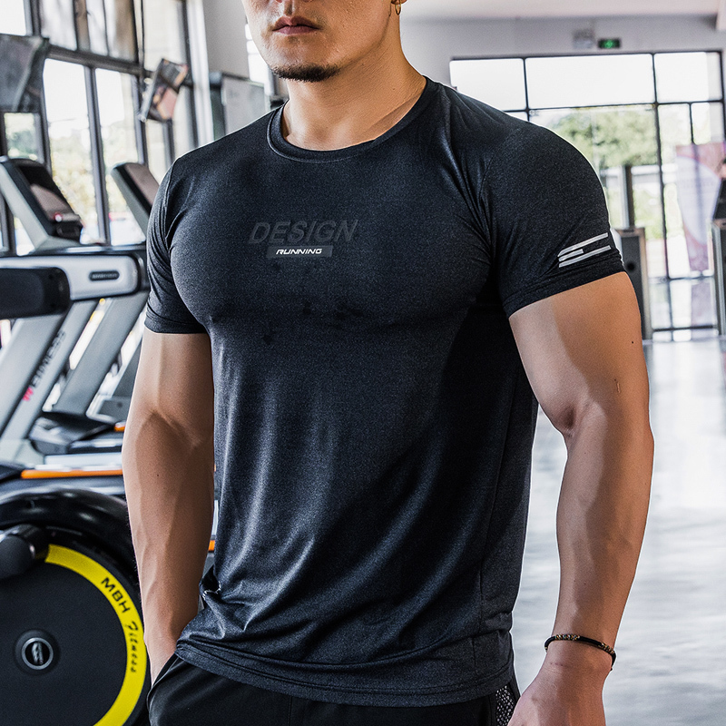 Sport Shirts Breathable Top Elastic Fitness Summer Ice silk nylon Quick Dry Short Sleeves letter Training Running Tees 220622