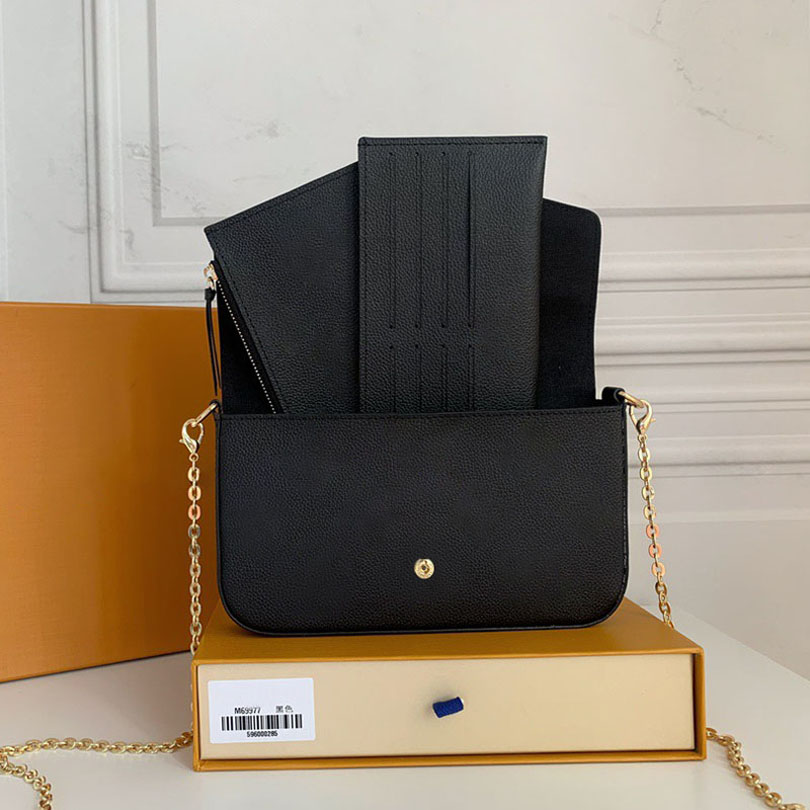 

Set M69977 FELICIE Chain Crossbody Bags Classic Designers Luxurys 3 Piece M80482 Ladies POCHETTE Bag Fashion Handbag Leather Box With S Mjkn, Box+dust bag