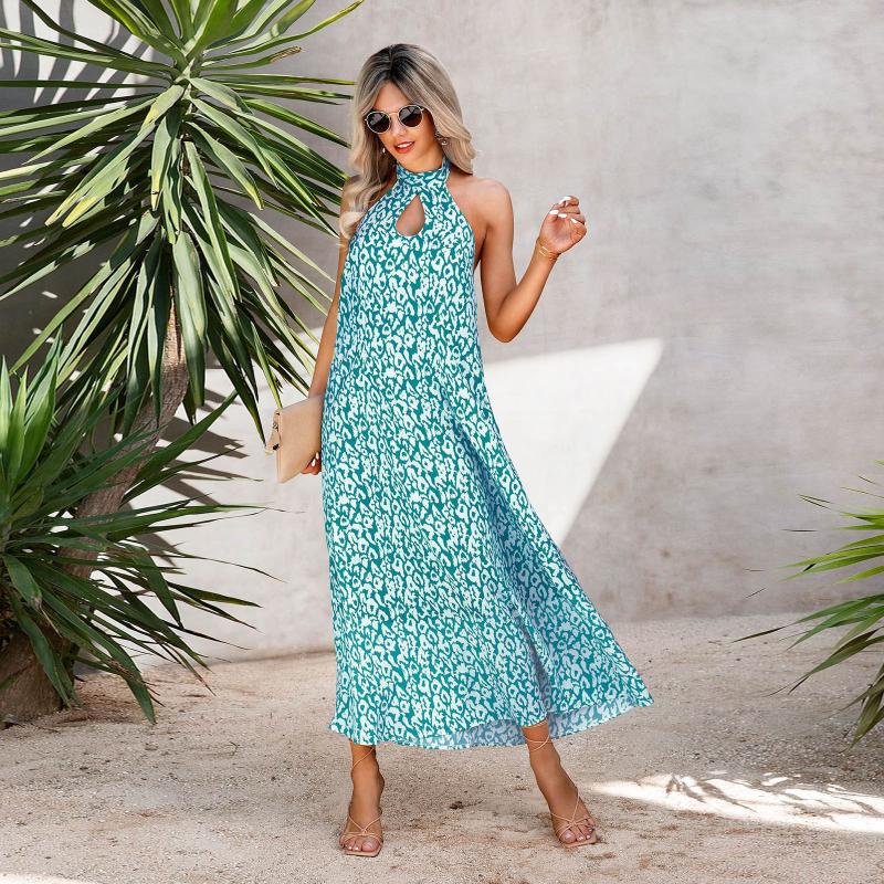 

Casual Dresses Womens White Dress Women Summer Halter Neck A Line Long Sleeveless Party Suits DressCasual, Black