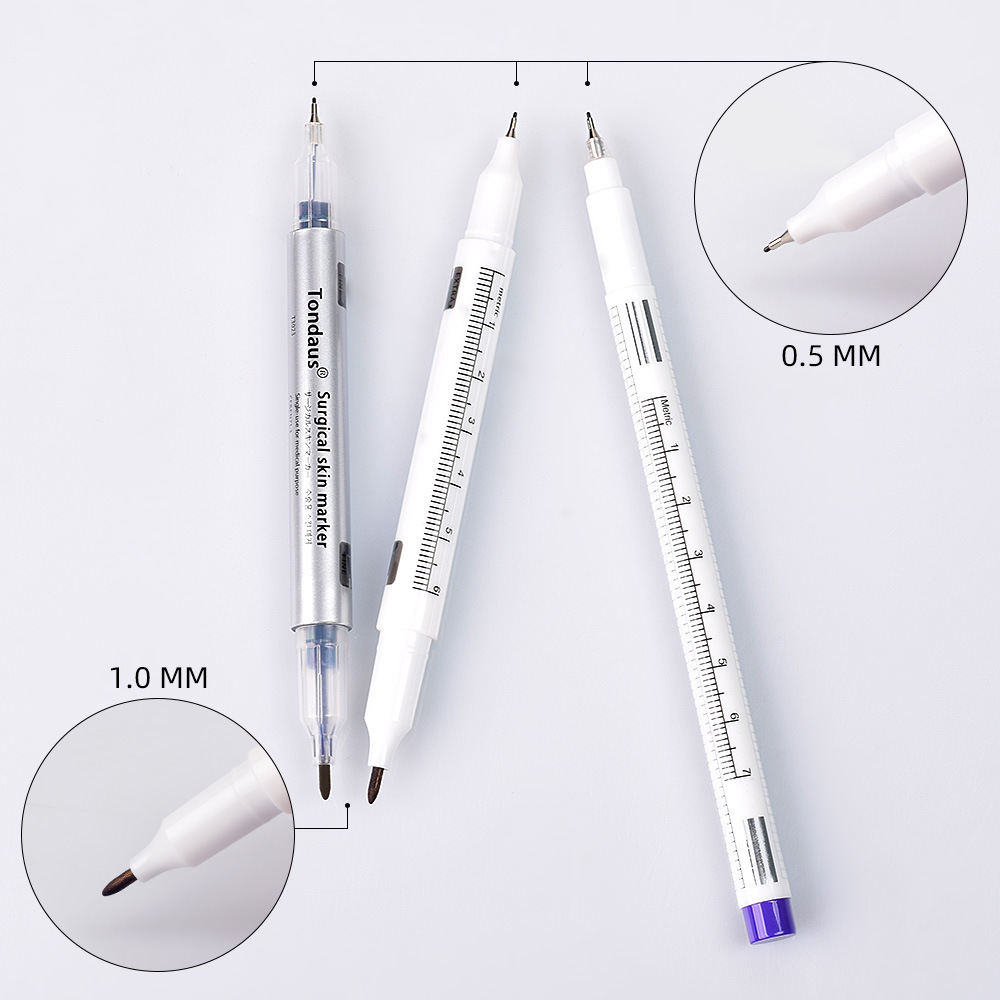 

Surgical Skin Marker Ink Eyebrow Markers Pen Tattoo Skin Pens With Measuring Ruler Microblading Positioning Tool