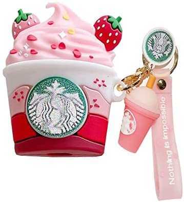 Étui AirPods, 3D mignon drôle Cool Kawaii Mode Crème glacée Casse à café Coque Airpods, Couvercle de protection de la peau en silicone souple