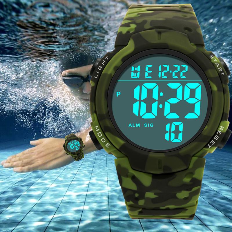 

Wristwatches Digital Watch For Men Luxury Waterproof Sport Watches Mens Big Led Electronic Clock Man Military Wristwatch Relogio Masculino, Black - blue