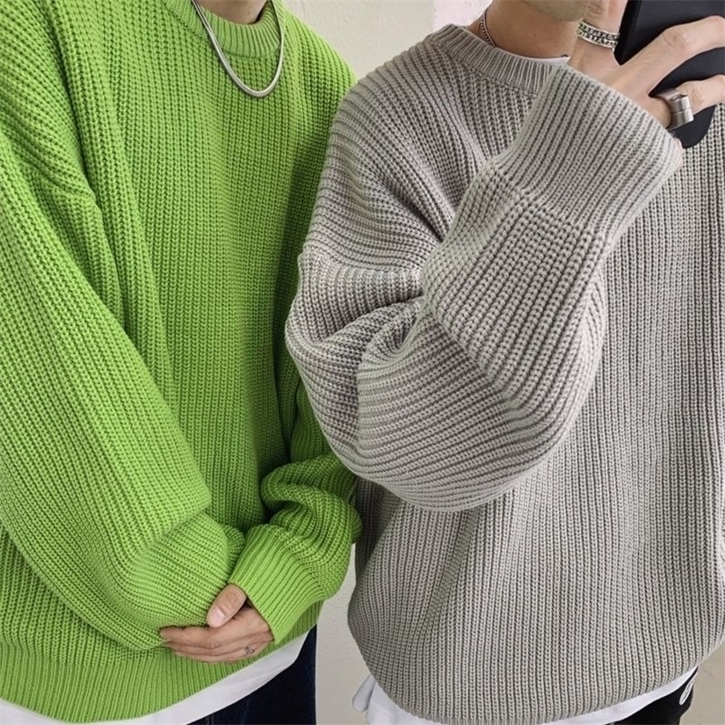 

Sweaters Men Crewneck Pure Color Knitted Sweaters Autumn Winter Casual Pullover Streetwear Basic Color Sweater Jumper Male 220812, Blue