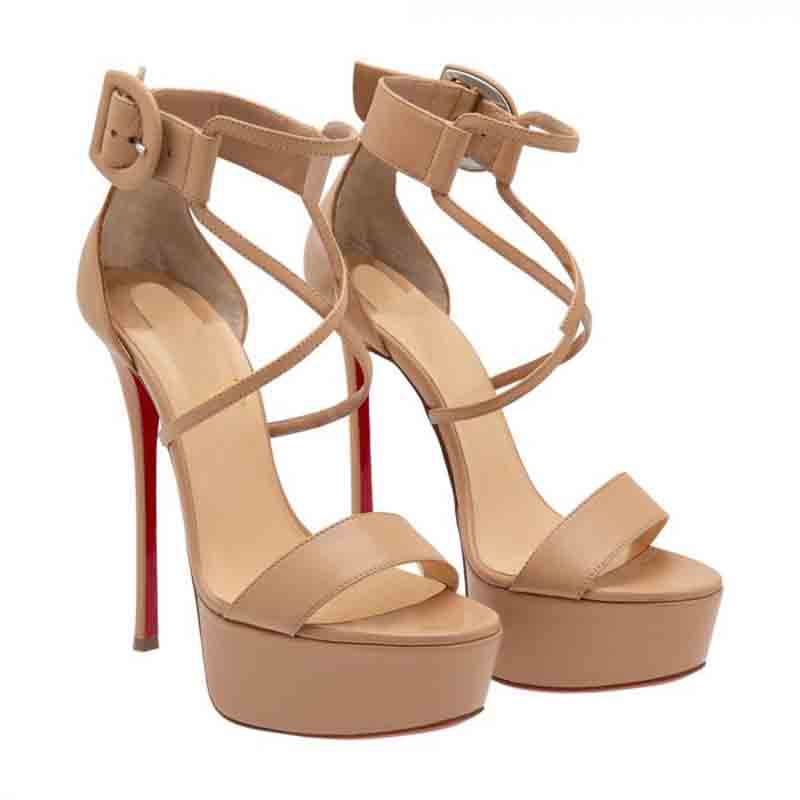 

Women platform sandal red bottoms high heels shoes spiked ankle strap choca patent leather 150mm Party Dress Wedding luxury design shoes