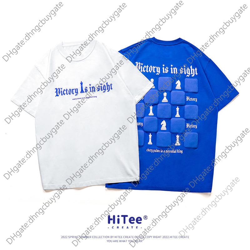 

designer t shir spring and summer brand leer foam prining checkerboard loose coon mens shor sleeve tshir shir brand high qualiy, 506 american klein blue