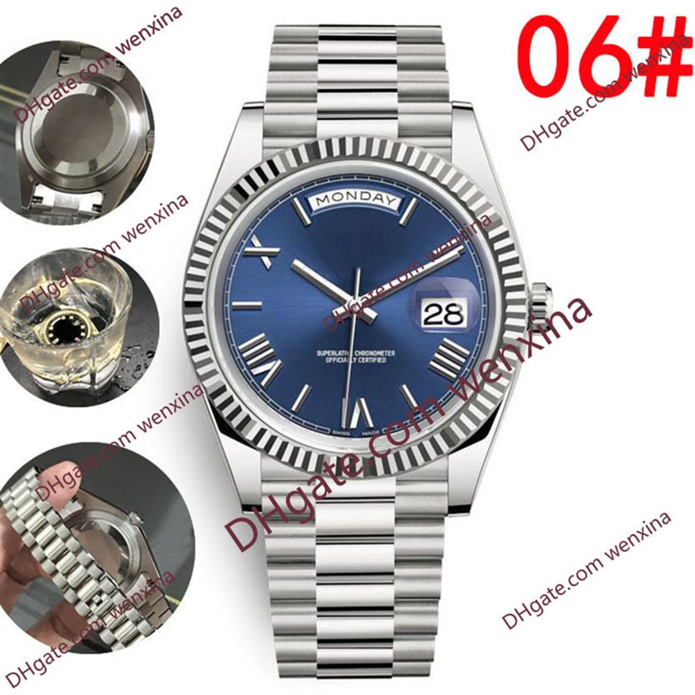 

20 Colour Top High Quality Yellow Rose Gold President Face Big Date Automatic Mechanics watch Waterproof Stainless Steel Mens Watc242K, 12
