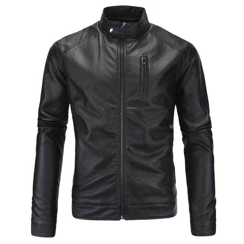 

Brand Vintage Leather Jacket Men PU Motorcycle Jacket Fashion Zipper Coat Faux Leather Jacket Men Spring Autumn Coat Men Black T220728, Coffee