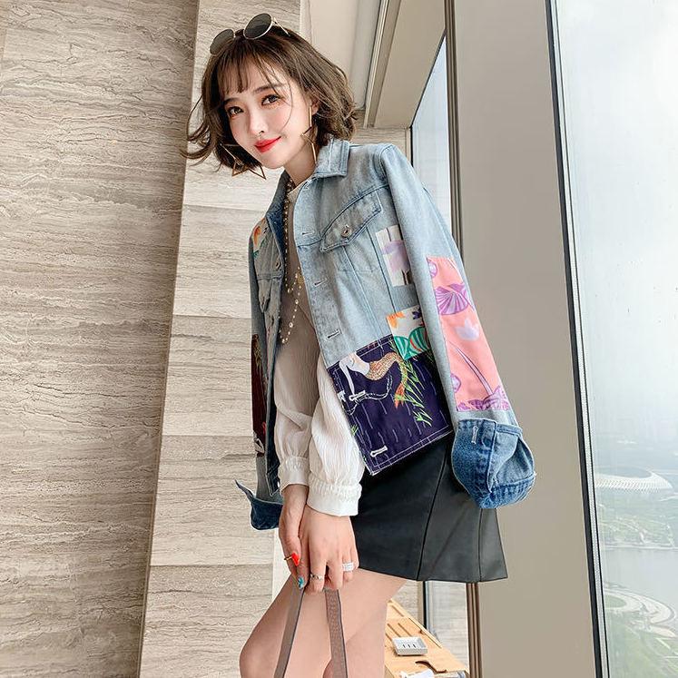 

Women' Jackets Women Embroidery Denim Jacket Coat 2022 Spring Jean Loose Long Sleeve Female Girl Outerwear A492Women, Blue