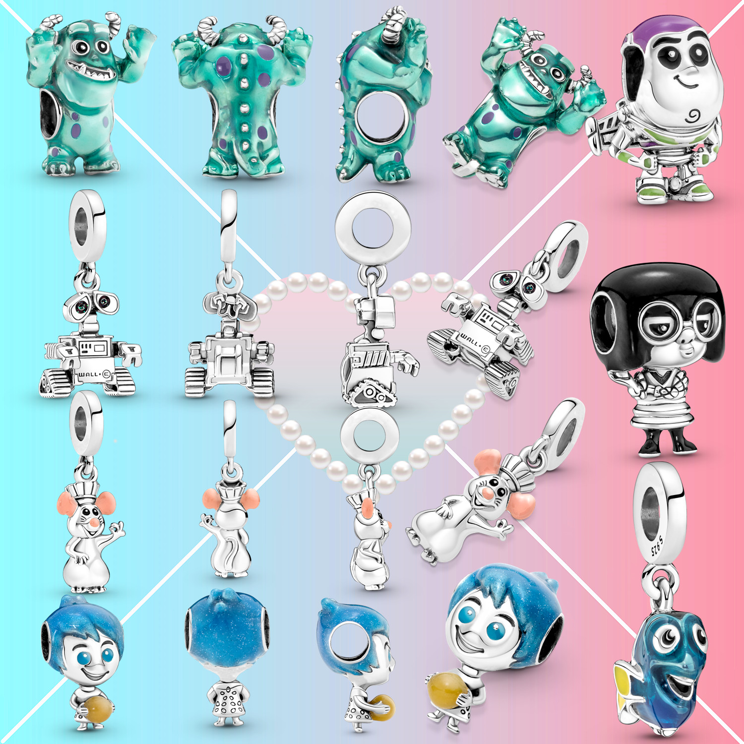 

925 Silver Fit Pandora Charm 925 Bracelet pandora for women's/men's fashion wear sterling silver bead charms set Pendant DIY Fine Beads Jewelry