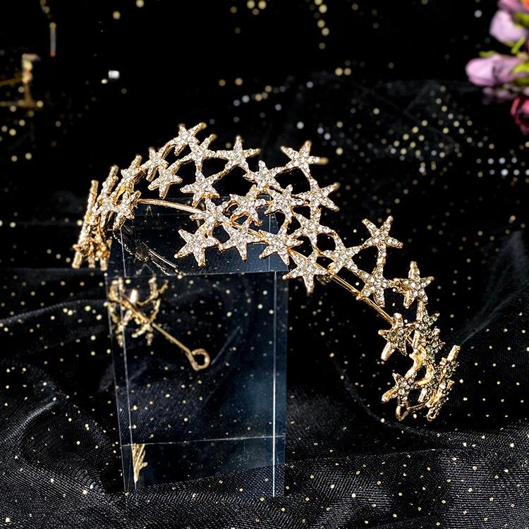 

Hair Clips & Barrettes Korean Bride Star Hoop Wedding Crown Accessories Brides Rhinestone Luxury