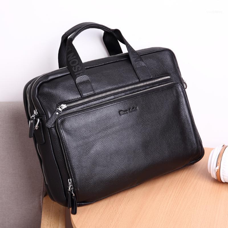 Bison Denim grande capacité en cuir véritable hommes sac à main 17 pouces sac pour ordinateur portable porte-documents hommes affaires sacs à ban